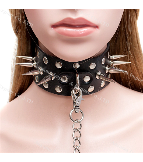 Sex Product Black Leather Rivet Collar Slave Fantasy Fetish Bdsm Gear Bondage Neck Strap Adult Sex Toy for Man