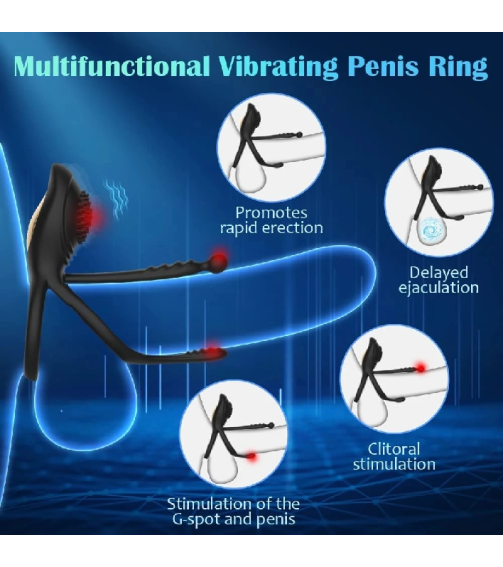 Men′s Silicone Double Ring Sperm Lock Couple Shock Penile Men′s Masturbate Sexual Products Vibrating Ring for Men Sex Toys