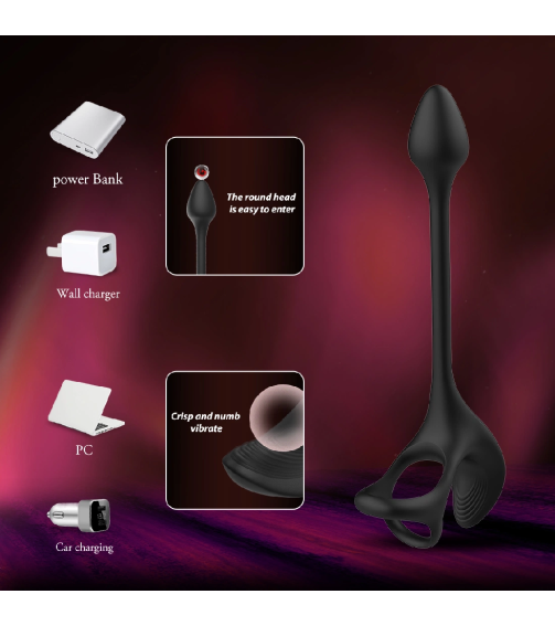 New Men′s Dildo Vibration Penile Ring Wireless Remote Control Sperm Lock Ring Men′s Vestibular Anal Plug Masturbation Device