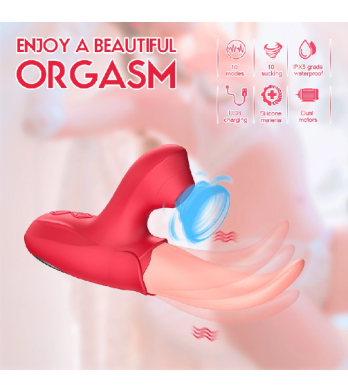 TPE Sex Toy Clitoral Sucking and Licking Rose Large Tongue Vibrator for Women