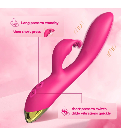 Rabbit Vibrator Sex Toys for Women, G Spot Rose Vibrateuroy Dildo with 10 Vibrations and One Click Enhanced Mode, Powerful Dual Motors Clitorals Stimulator