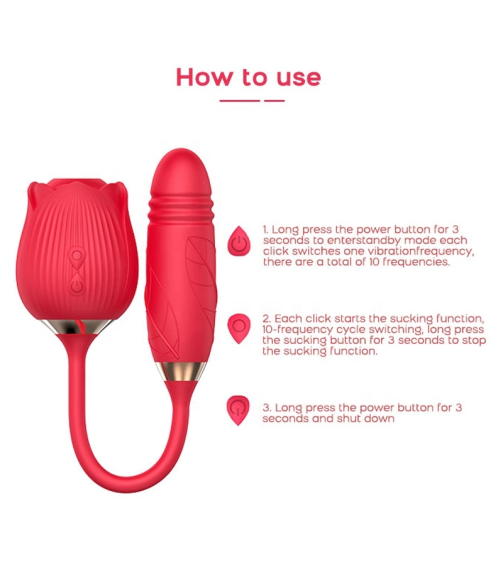 Clitoral Clit Clitoris G Spot Red Rose Shape Sucking Vibrator
