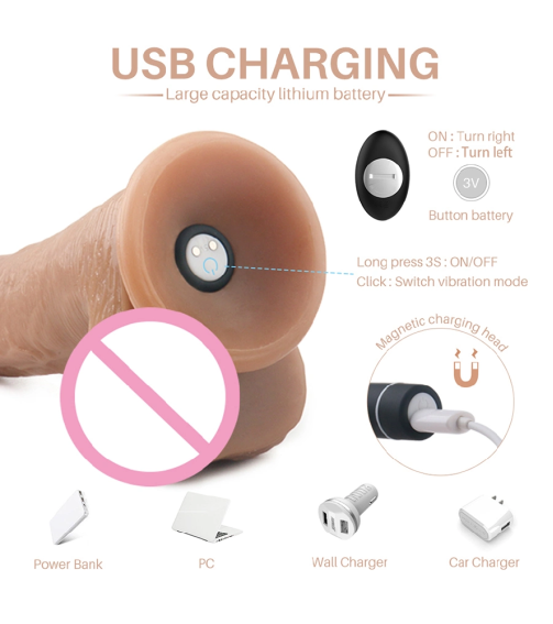 Remote Control Plastic Penis Sex Toys Vibrating Dildos for Women Soft Silicone Rubber Penis with Strong Suction Cup