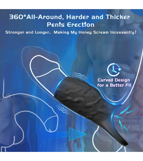 Pleasure Penis Ring Vibrator Penis Extender for Penis Testicles G Spot Stimulation