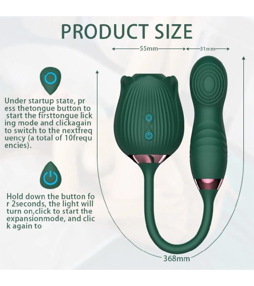 The Long Rose Sex Toy Vibrator for Women 10 Speed Clit Nipple Sucking Stimulator Sex Toy Rose