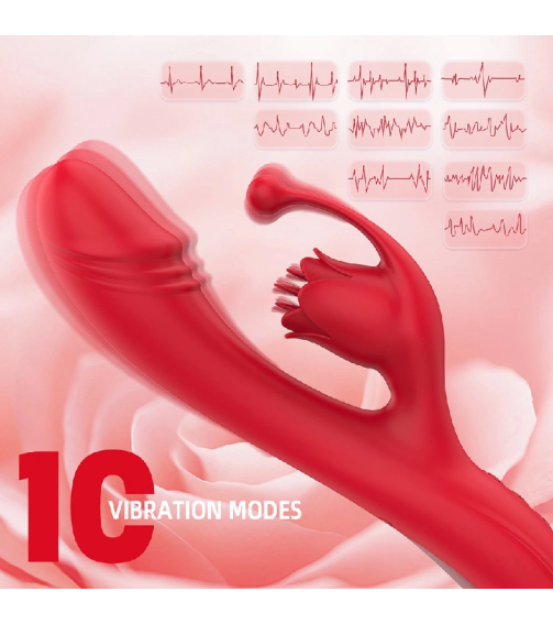 Multi-Function Rose Dildo Rabbit Flapping Vibrator G Spot Vibrator Cliroral Stimulator Silicone Toys Sex Toys