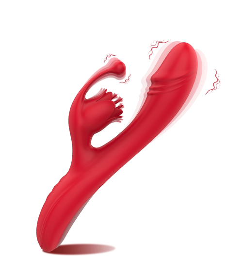 Multi-Function Rose Dildo Rabbit Flapping Vibrator G Spot Vibrator Cliroral Stimulator Silicone Toys Sex Toys